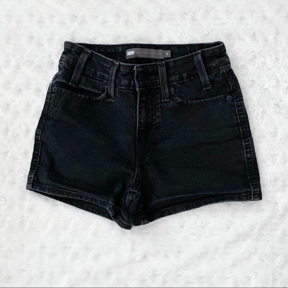 LEVIS faded black denim shorts